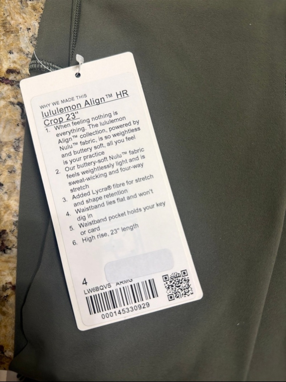 Lululemon Align HR Crop 23" - Olive Green